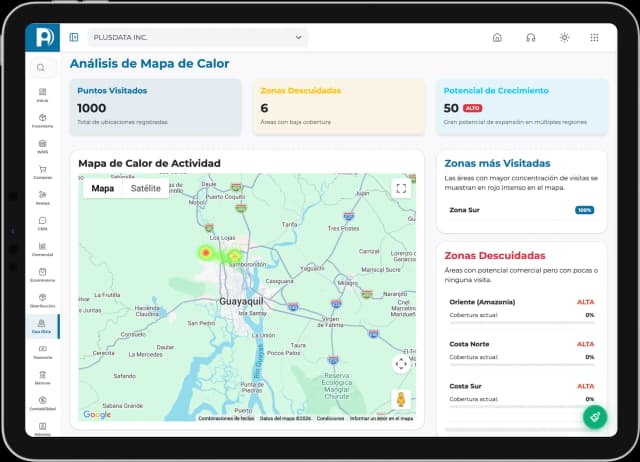 Mapa de calor GeoiDrix - Optimización de rutas con inteligencia artificial para empresas en Ecuador