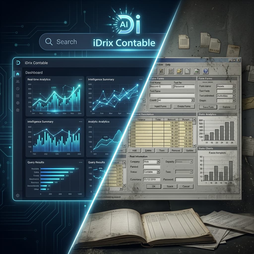 Comparativa entre iDrix Contable ERP moderno con Inteligencia Artificial y un software contable tradicional